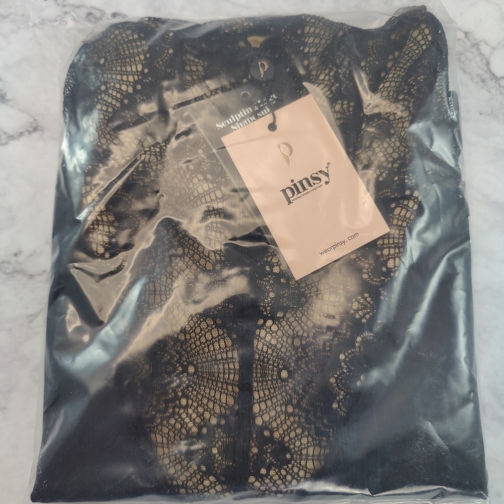 Pinsy Sculpting Lace Shapesuit Shapewear Bodysuit Size Extra Large Black NWT - Picture 3 of 5